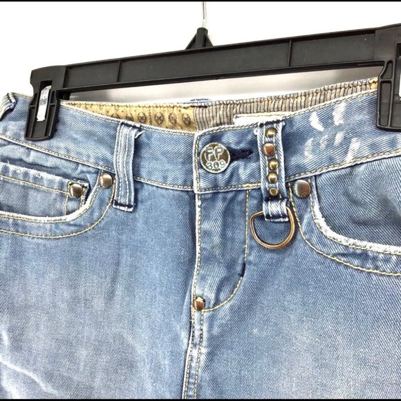 FREE PEOPLE Mini Skirt Back Pocket Embroidered Wings Denim Mini - Picture 5 of 7